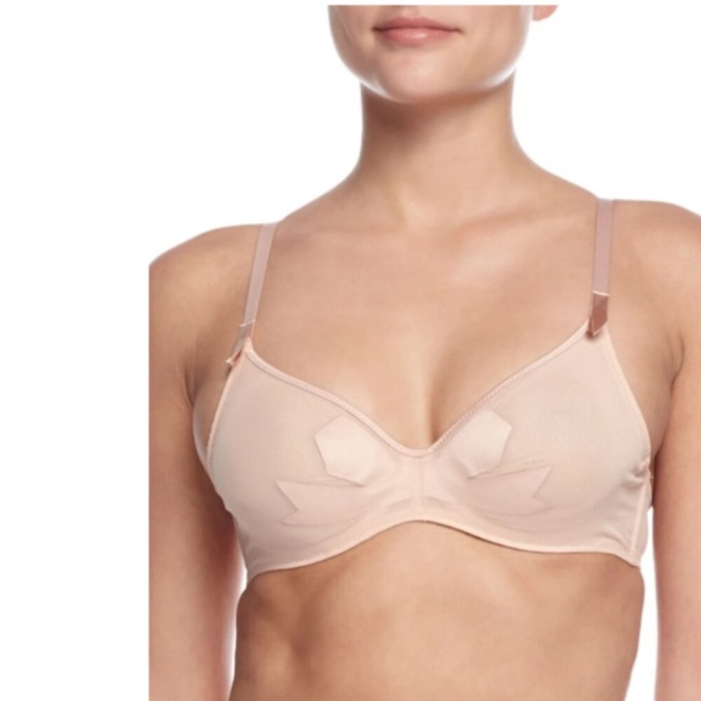 CHANTAL THOMASS 36B Nude Mesh Bow Bra & S Panty Set $225